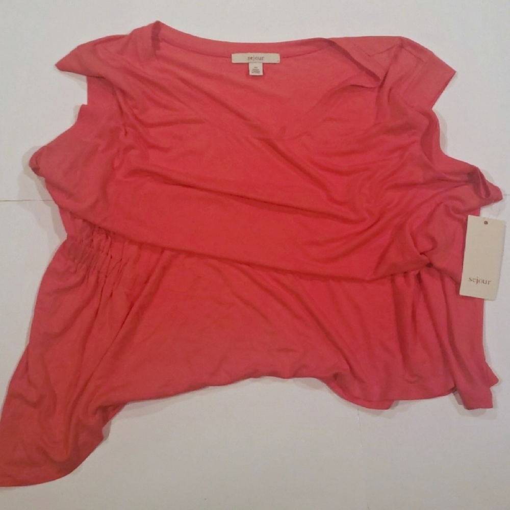 Sejour Coral Asymmetrical Rouched Tank 2X bnwt